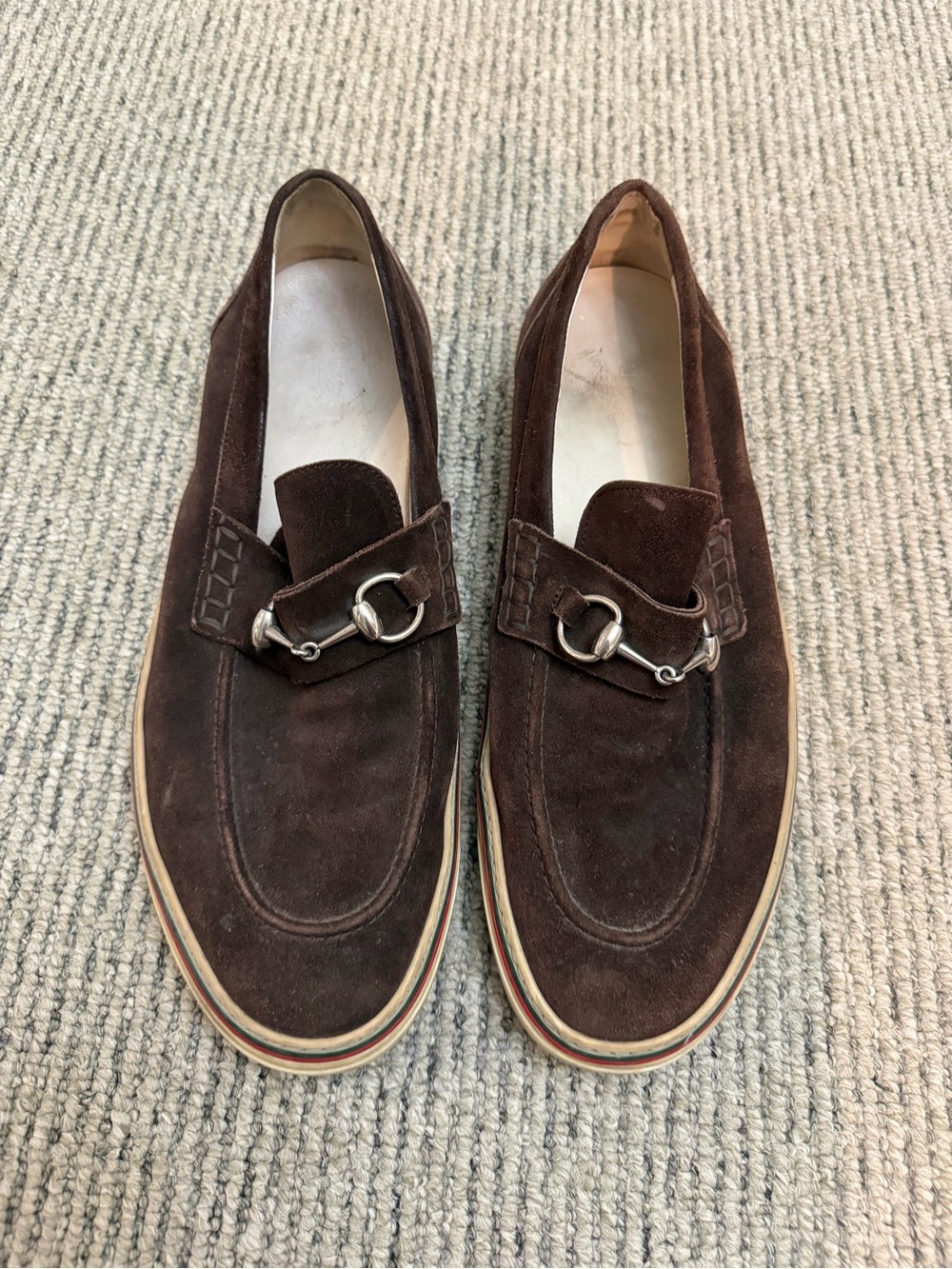 Gucci Mens brown Accent suede Boat shoes 11.5